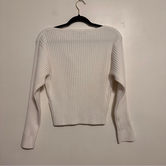 WHBM Ribbed Sweetheart Neck Pullover Sweater White size Large - Picture 9 of 9